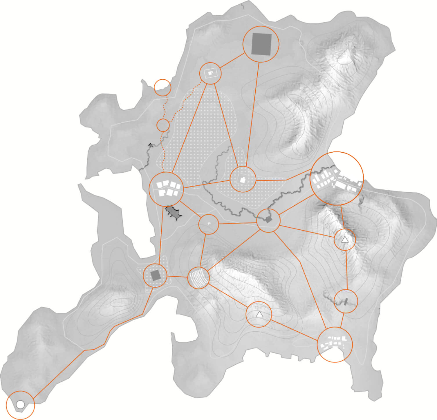 A topographic map of an island